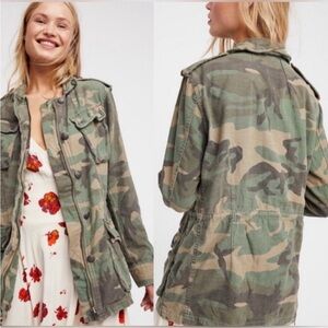 Free People Not Your Brothers Camo Surplus Army Jacket